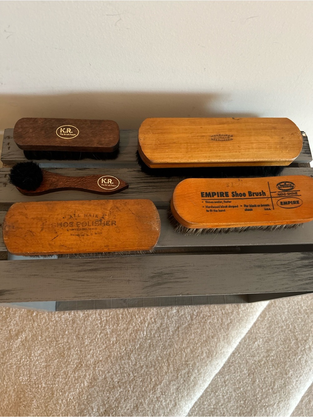 Vintage Collection of Wooden Shoe Cleaning/Polishing Brushes